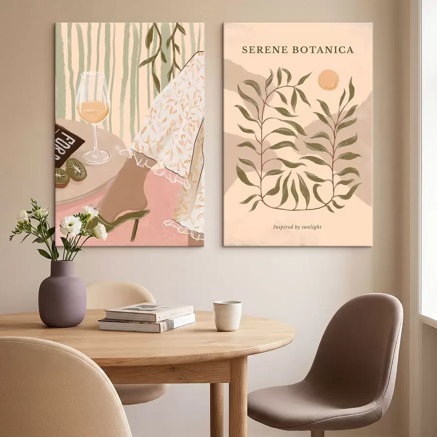 Fototapete Weinglas und botanisches Poster in der Nähe m30106