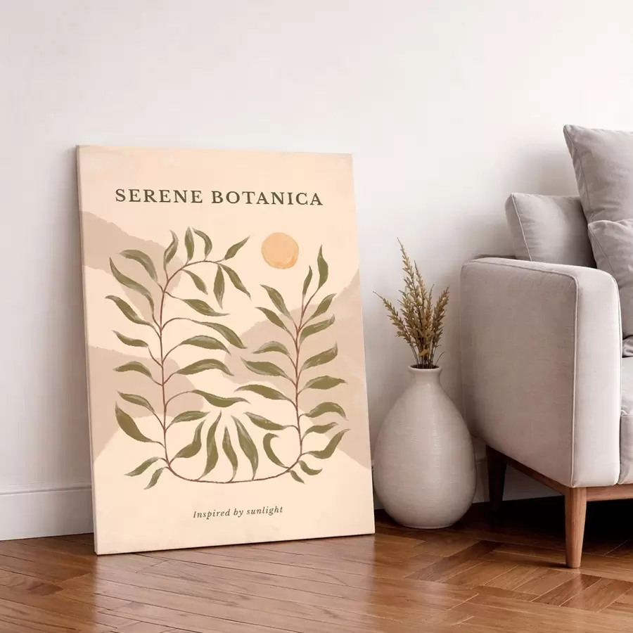 Fototapete Botanisches Poster mit Serene Botanica-Text s48022