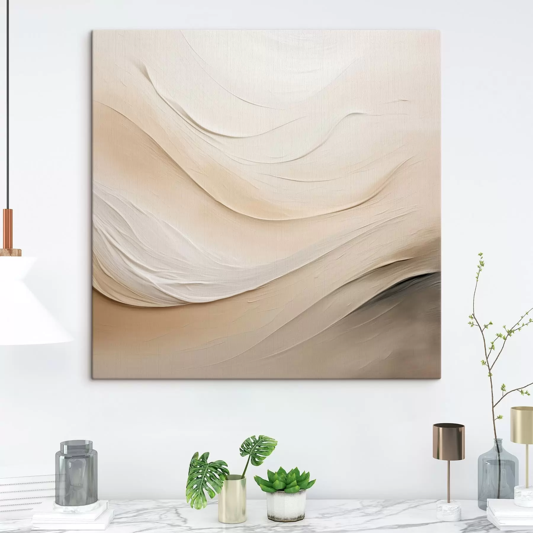 Fototapete Mehrschichtige beige Wellen mit weicher Textur s48099
