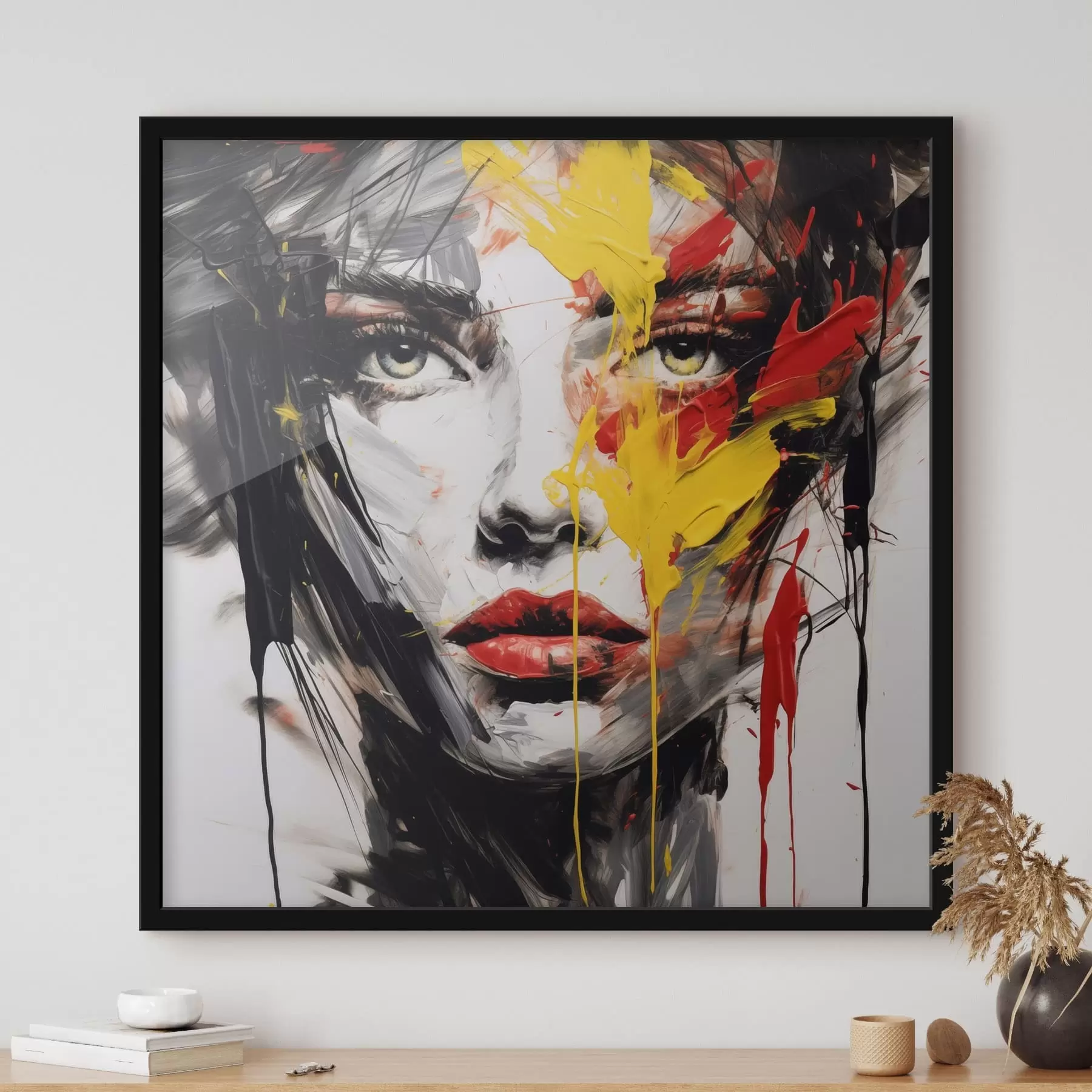 Fototapete Frauenporträt mit kräftigen Pinselstrichen f48088