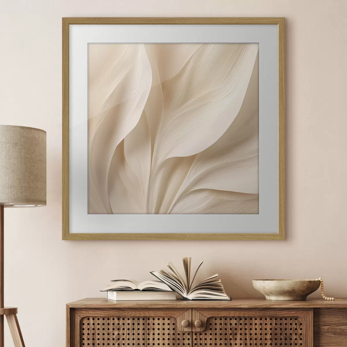Poster Abstrakte beige fließende Linien f48095