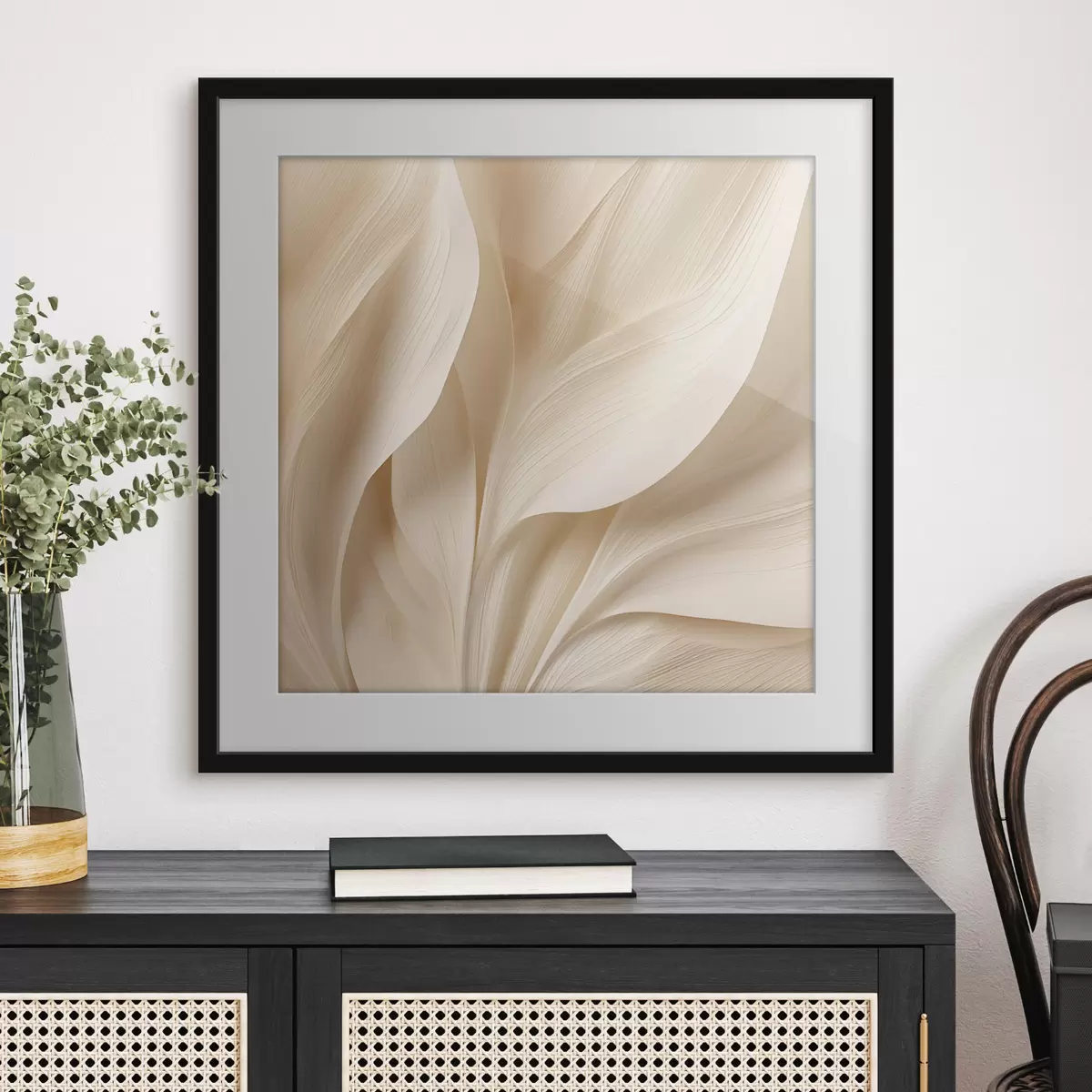 Poster Abstrakte beige fließende Linien f48095