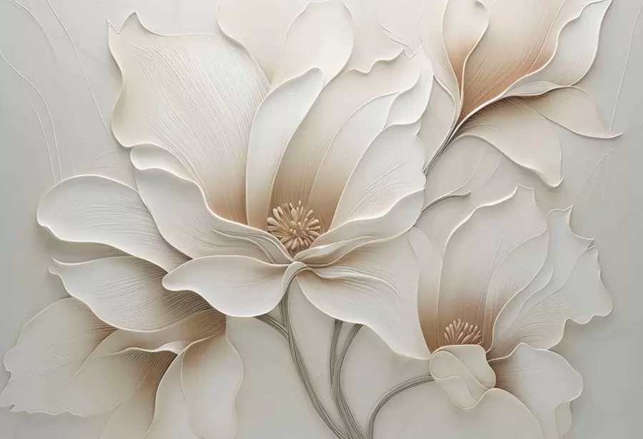Fototapete Geprägte beige Blumenrelief-Nahaufnahme w05269