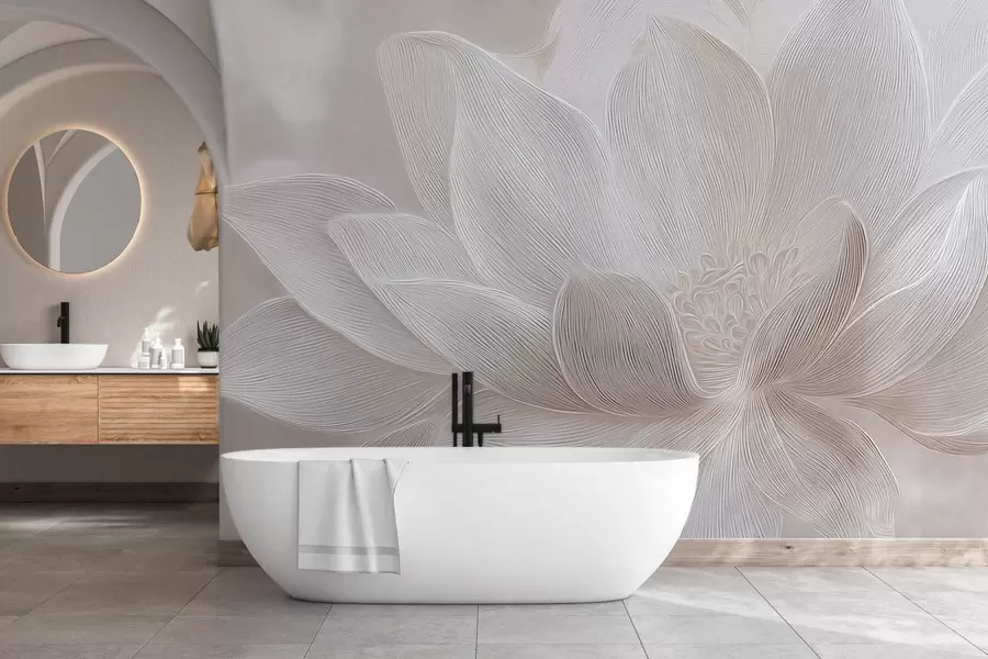 Fototapete Abstrakte fließende Wellen in hellbeigen Farbtönen w05266