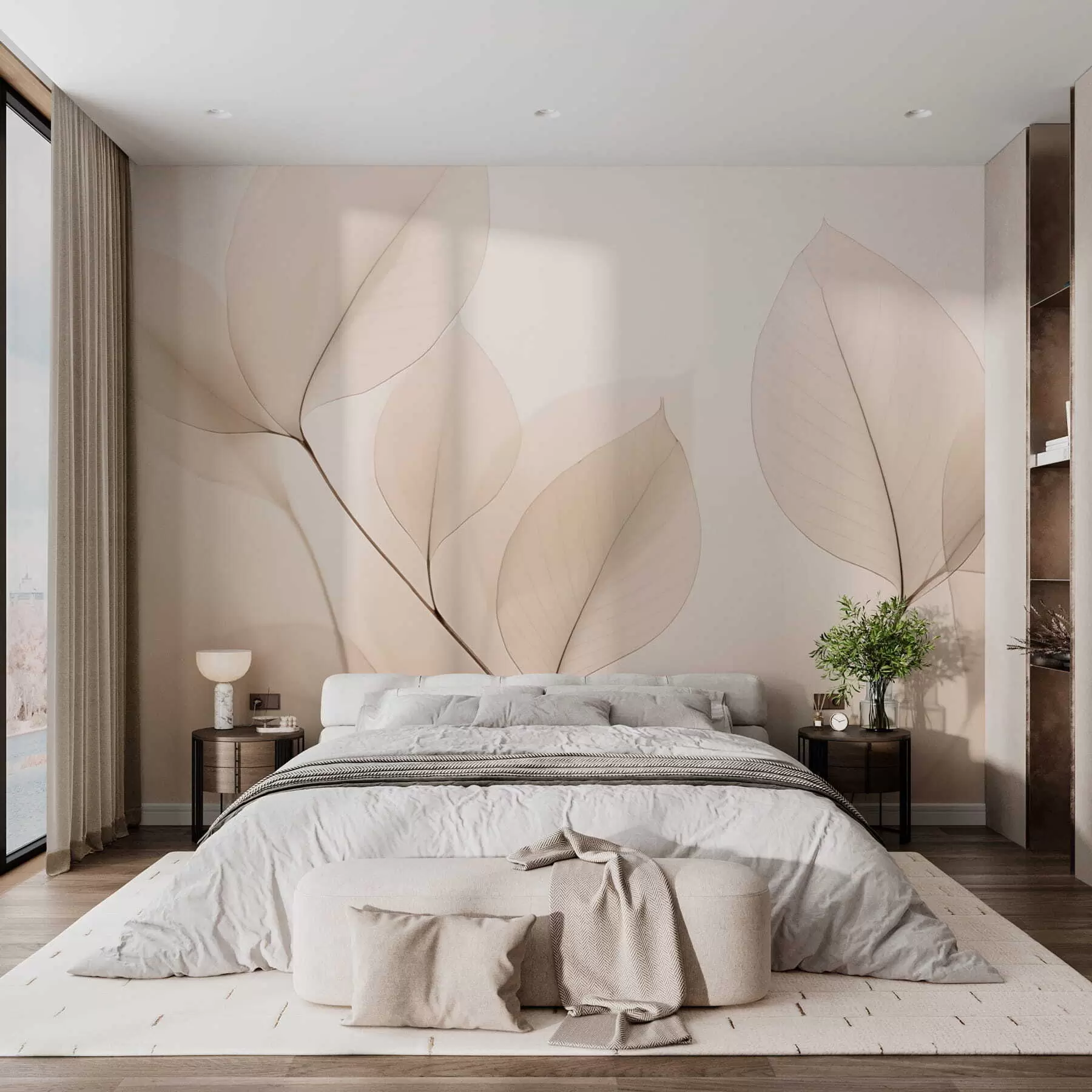 Fototapete Weiße Blume mit feiner Linie w05268