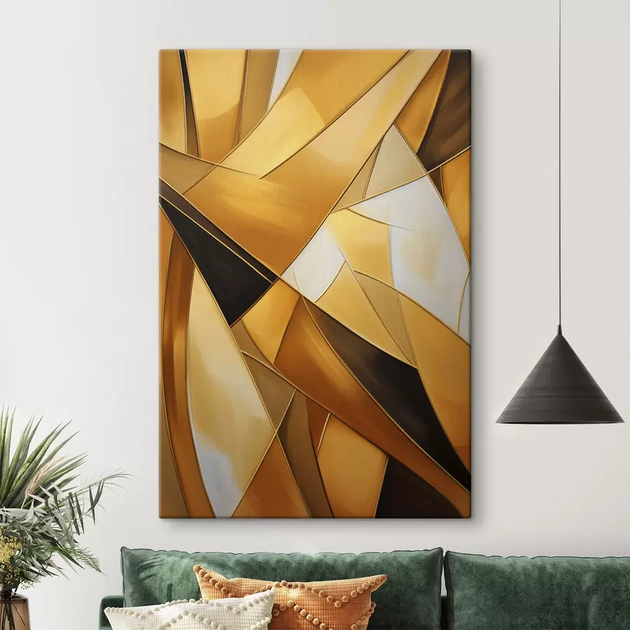 Fototapete Abstrakte geometrische Formen in Orange-, Braun- und Weißtönen mit dünnen Konturen auf strukturiertem Hintergrund s47863