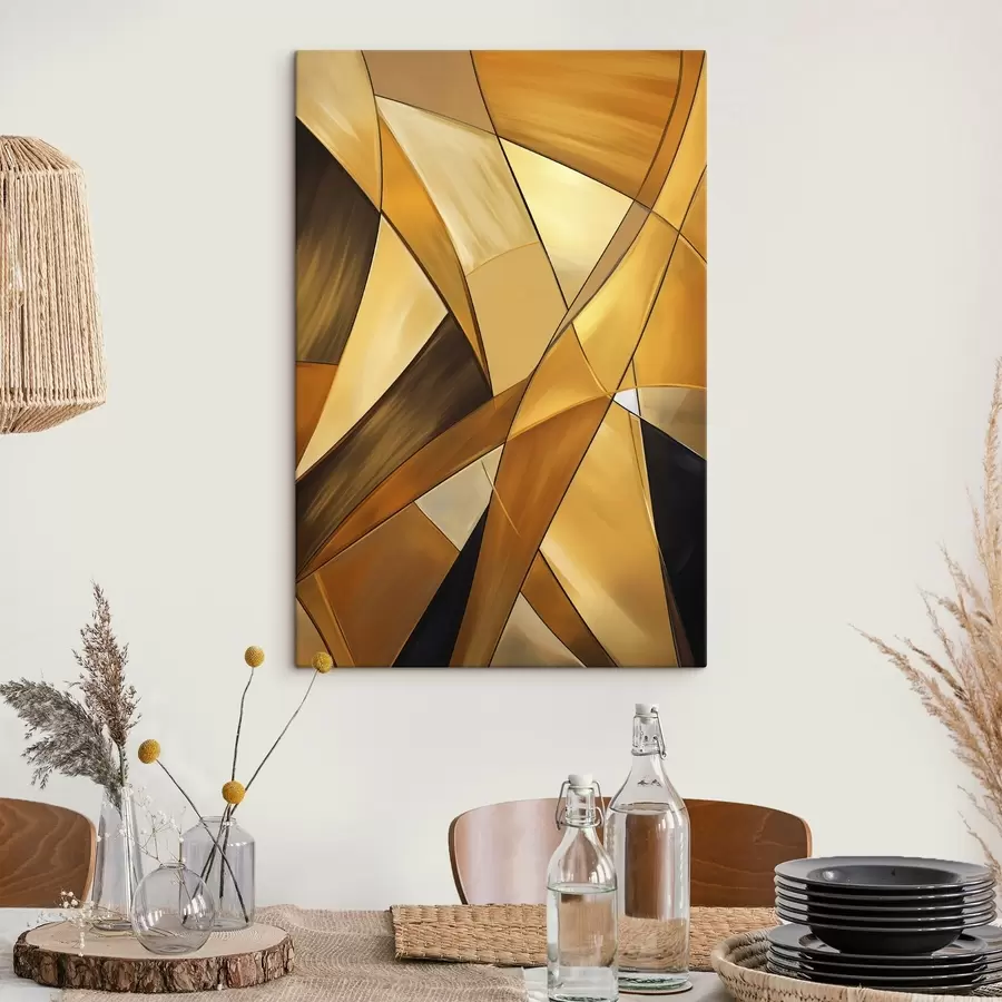 Fototapete Abstrakte geometrische Formen in Orange-, Braun- und Weißtönen mit dünnen Konturen auf strukturiertem Hintergrund s47864