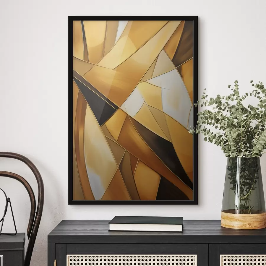 Fototapete Abstrakte geometrische Formen in Orange-, Braun- und Weißtönen mit dünnen Konturen auf strukturiertem Hintergrund f47863