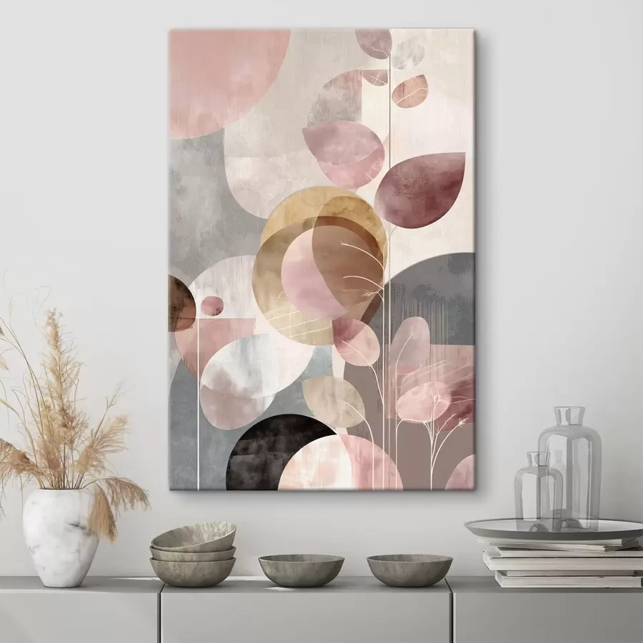 Fototapete Blumenkunst in Beige-Rosa-Tönen im minimalistischen Stil s47976