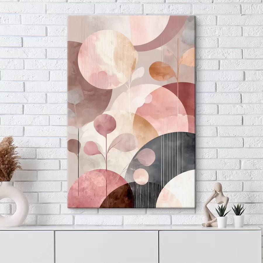 Fototapete Komposition aus durchscheinenden Kreisen und stilisierten Zweigen s47978