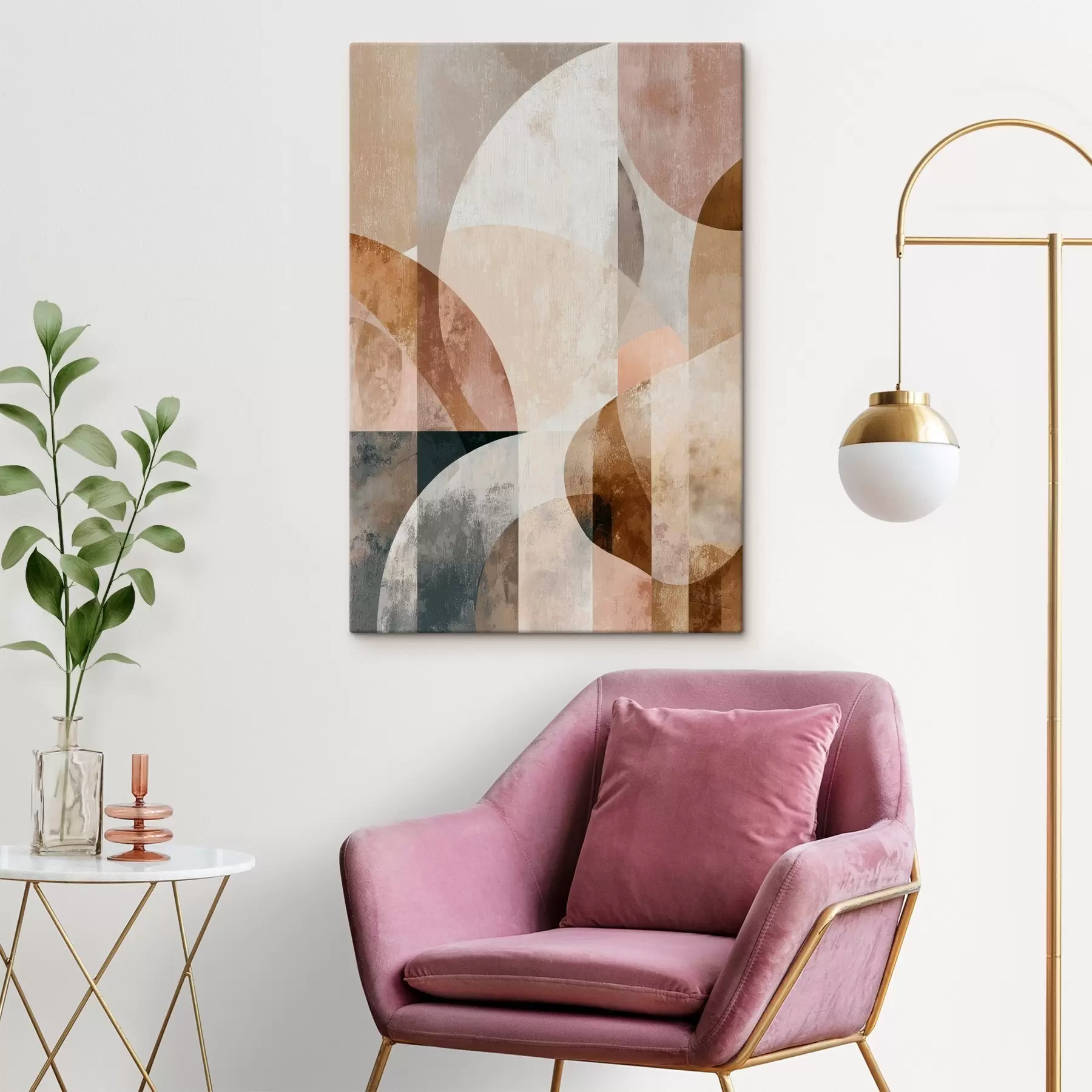 Fototapete Moderne Komposition mit kreisförmigen Formen und vertikalen Strichen s47980