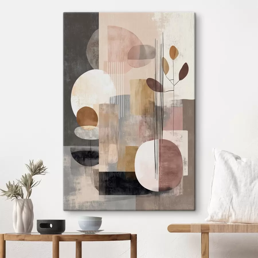 Fototapete Collage mit botanischen Elementen im Stil der digitalen Malerei s47981