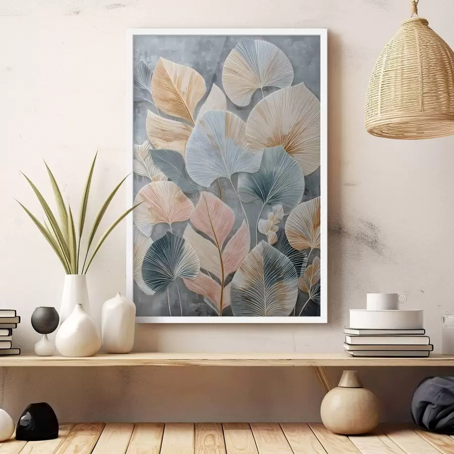 Fototapete Buntes dekoratives Blattwerk mit ausgeprägter Textur auf dunklem Hintergrund f47964