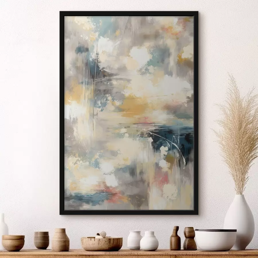 Fototapete Abstrakte Kunstwerke in gedeckten Farbtönen im minimalistischen Stil f47972