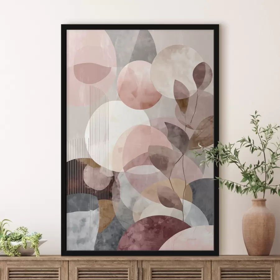 Fototapete Geometrische Formen und botanische Elemente in einem modernen, minimalistischen Stil f47975