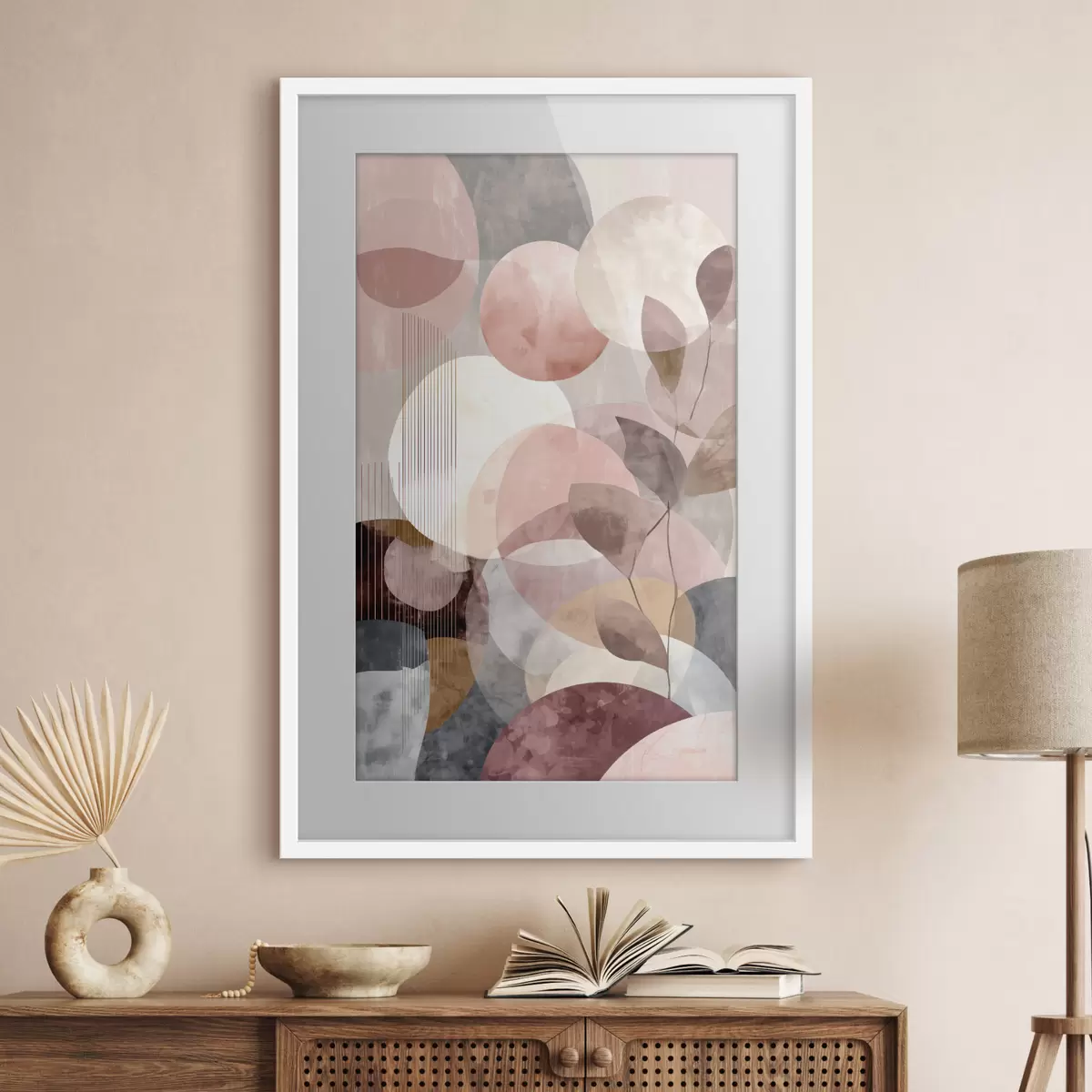 Poster Geometrische Formen und botanische Elemente in einem modernen, minimalistischen Stil f47975