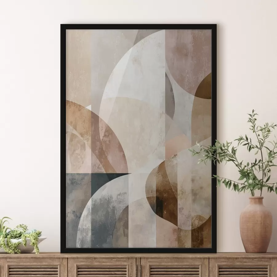 Fototapete Moderne Komposition mit kreisförmigen Formen und vertikalen Strichen f47980