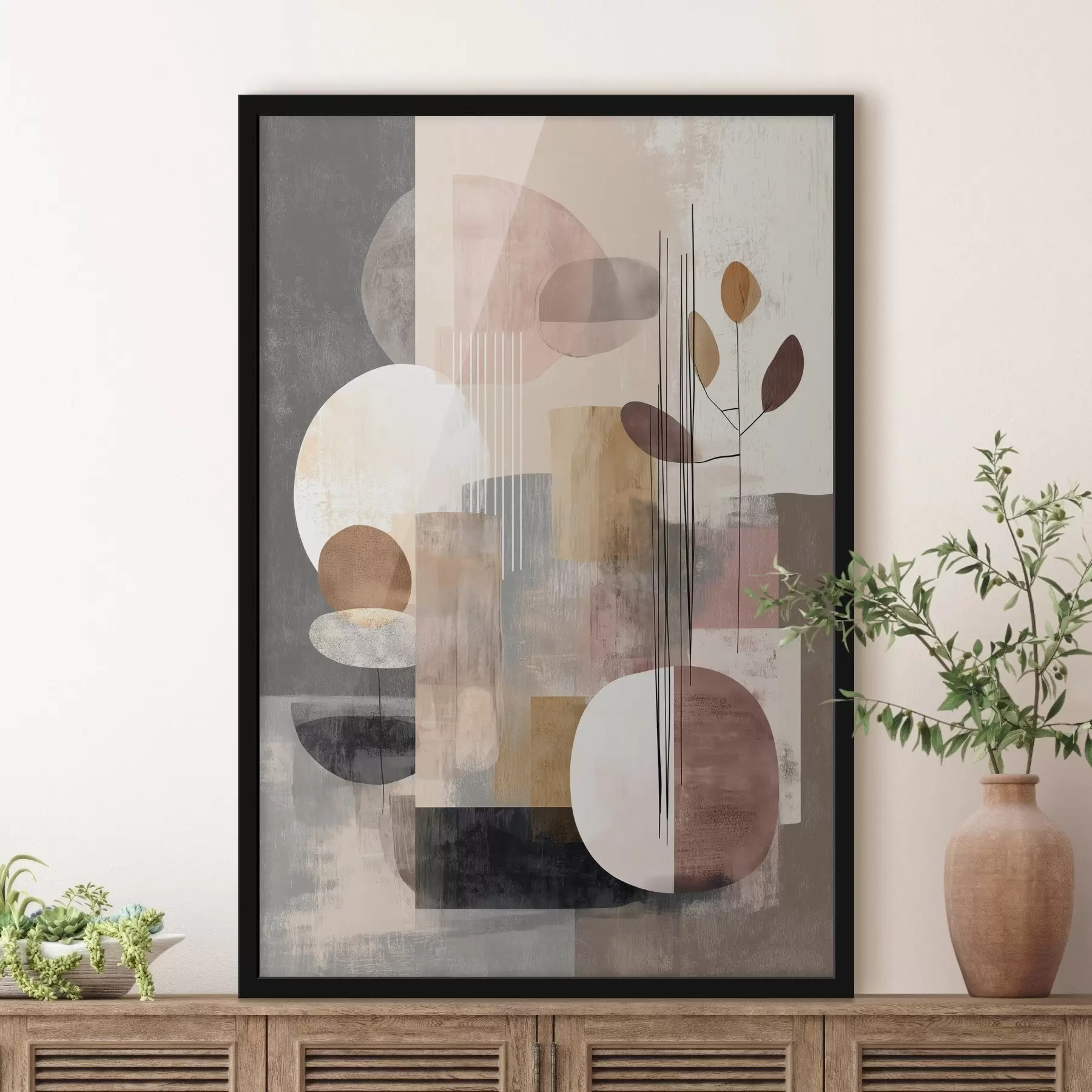 Fototapete Collage mit botanischen Elementen im Stil der digitalen Malerei f47981