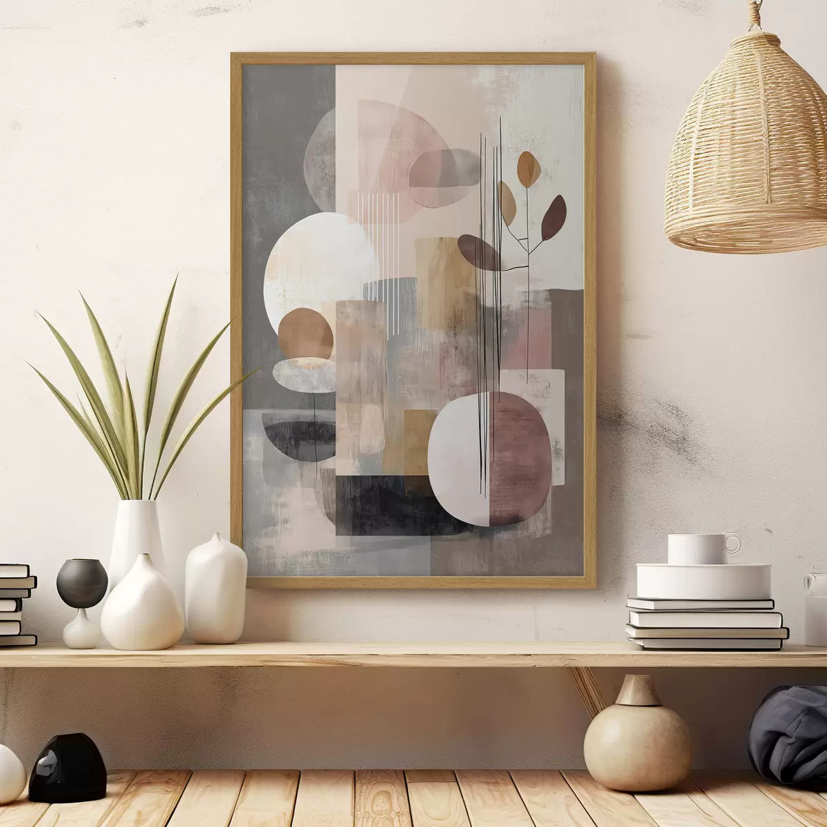 Poster Collage mit botanischen Elementen im Stil der digitalen Malerei f47981