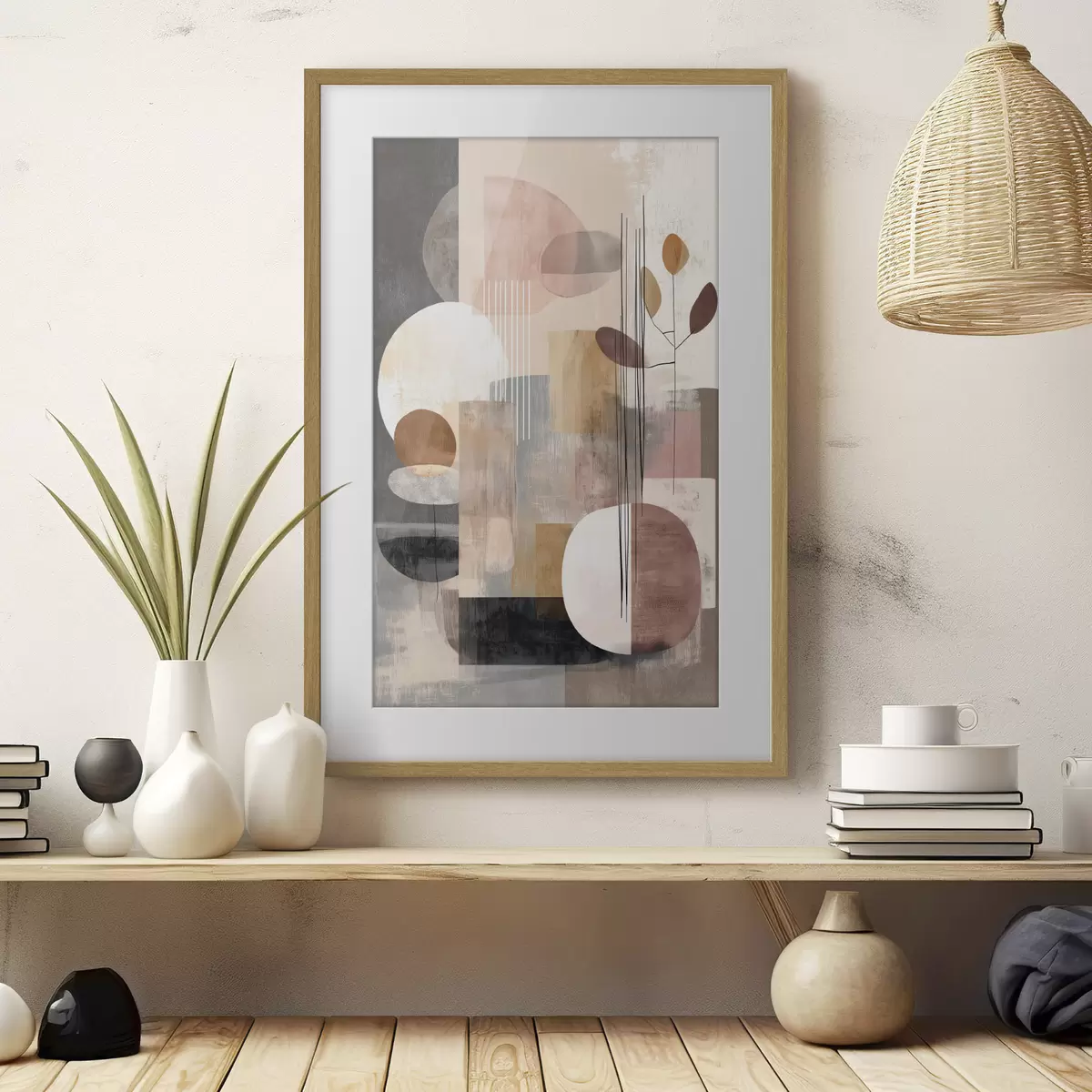 Poster Collage mit botanischen Elementen im Stil der digitalen Malerei f47981