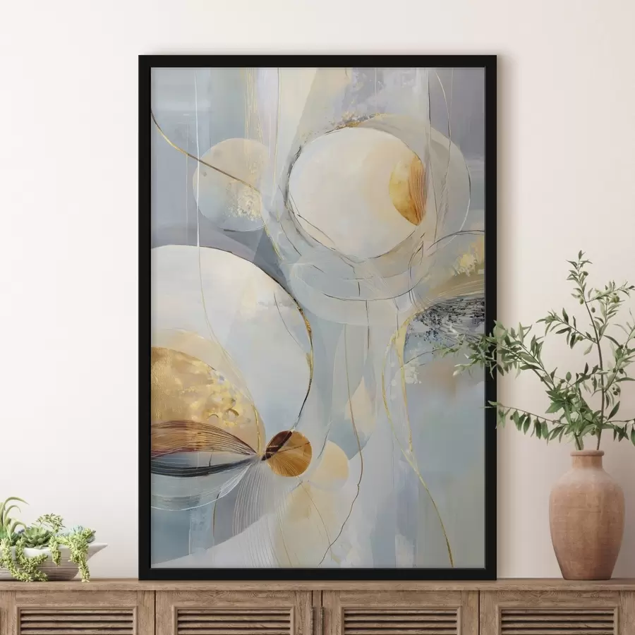 Fototapete Mehrschichtige künstlerische Gestaltung in kühlen Farben f47982