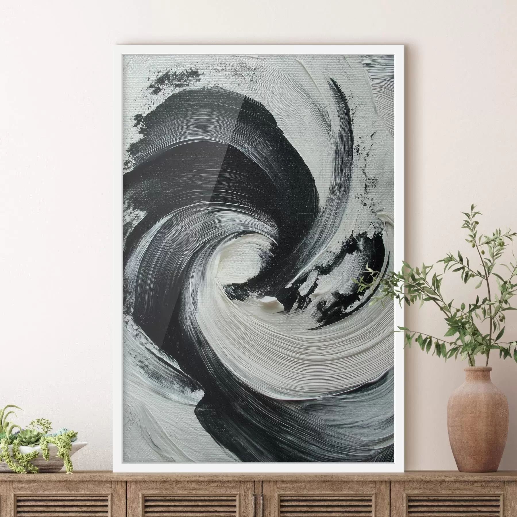 Fototapete Abstrakte Spirale mit ausdrucksstarken Pinselstrichen im Stil eines Ölgemäldes f47989