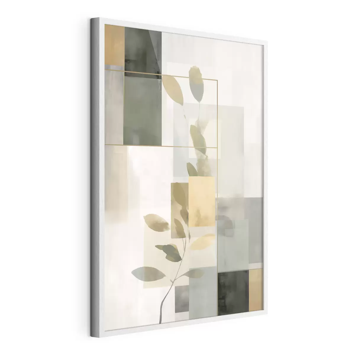 Poster Geometrische Abstraktion mit Zweigen und Blättern f48020