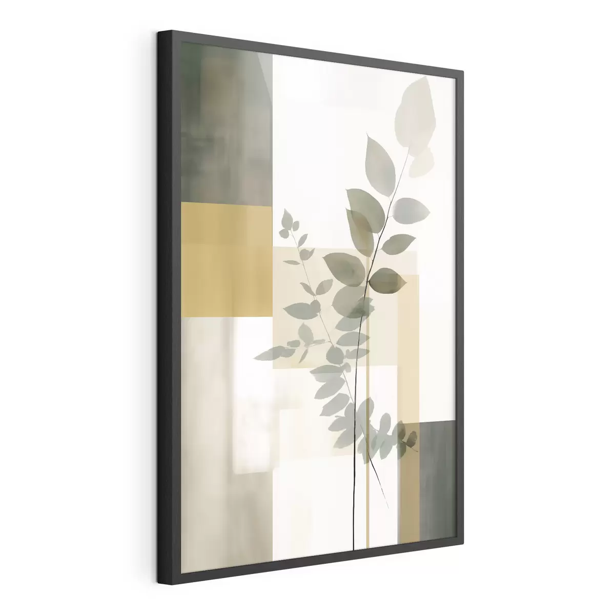 Poster Geometrische Abstraktion mit Zweigen und Blättern f48171