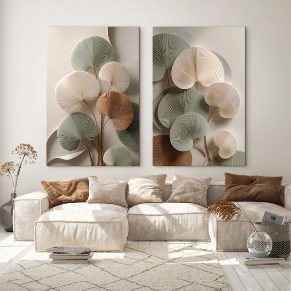Wandbild Abstrakte Komposition mit Blättern, Wandbilder Mehrteilig, m30152 : Uwalls.de