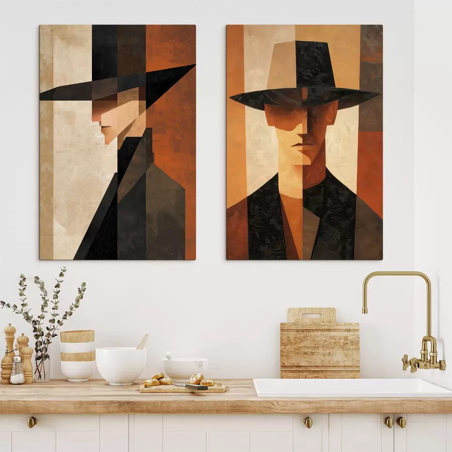 Fototapete Geometrisches Porträt eines Mannes mit Hut m30157