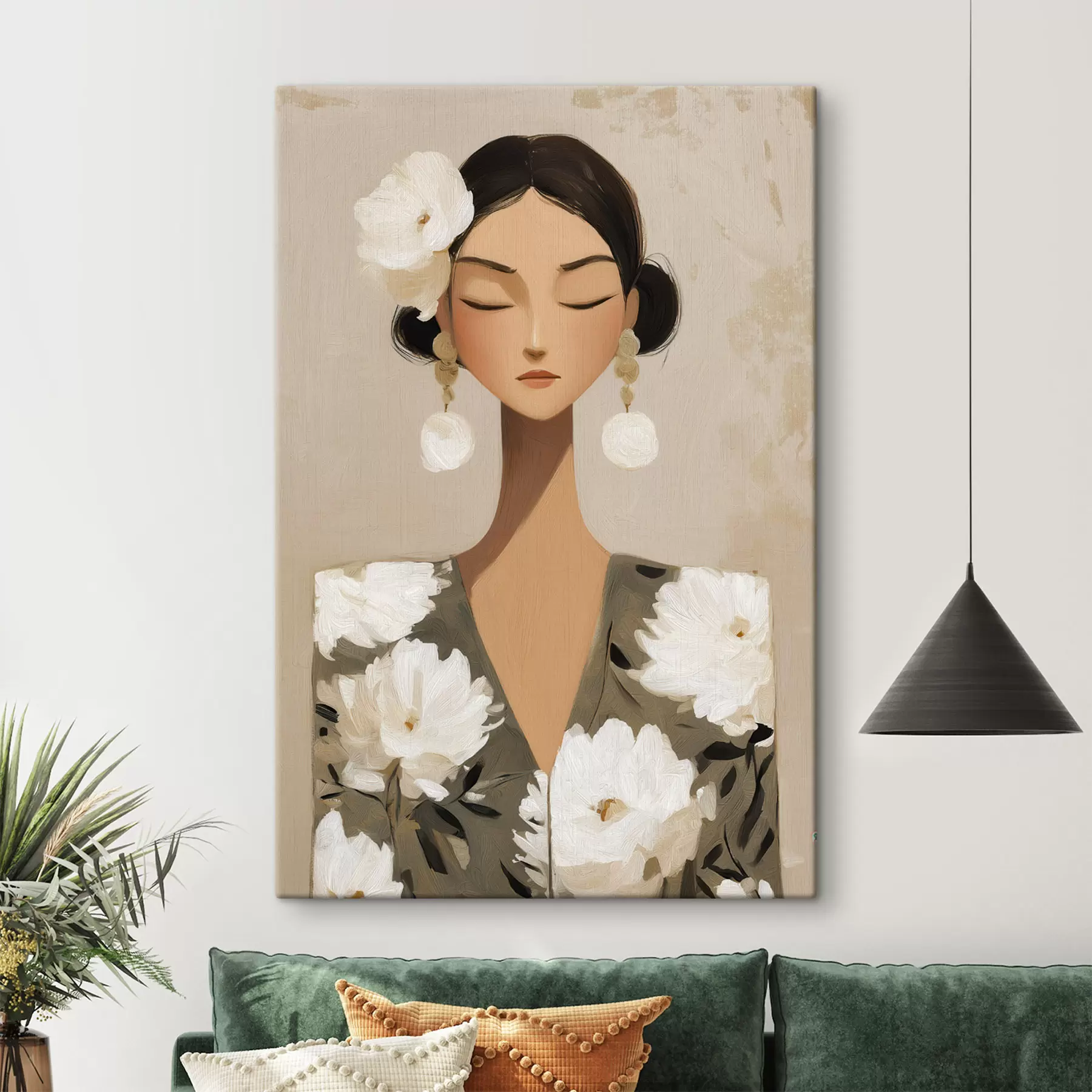 Fototapete Mädchen mit Blumen im Haar s48233