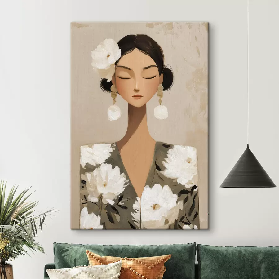 Fototapete Mädchen mit Blumen im Haar s48233