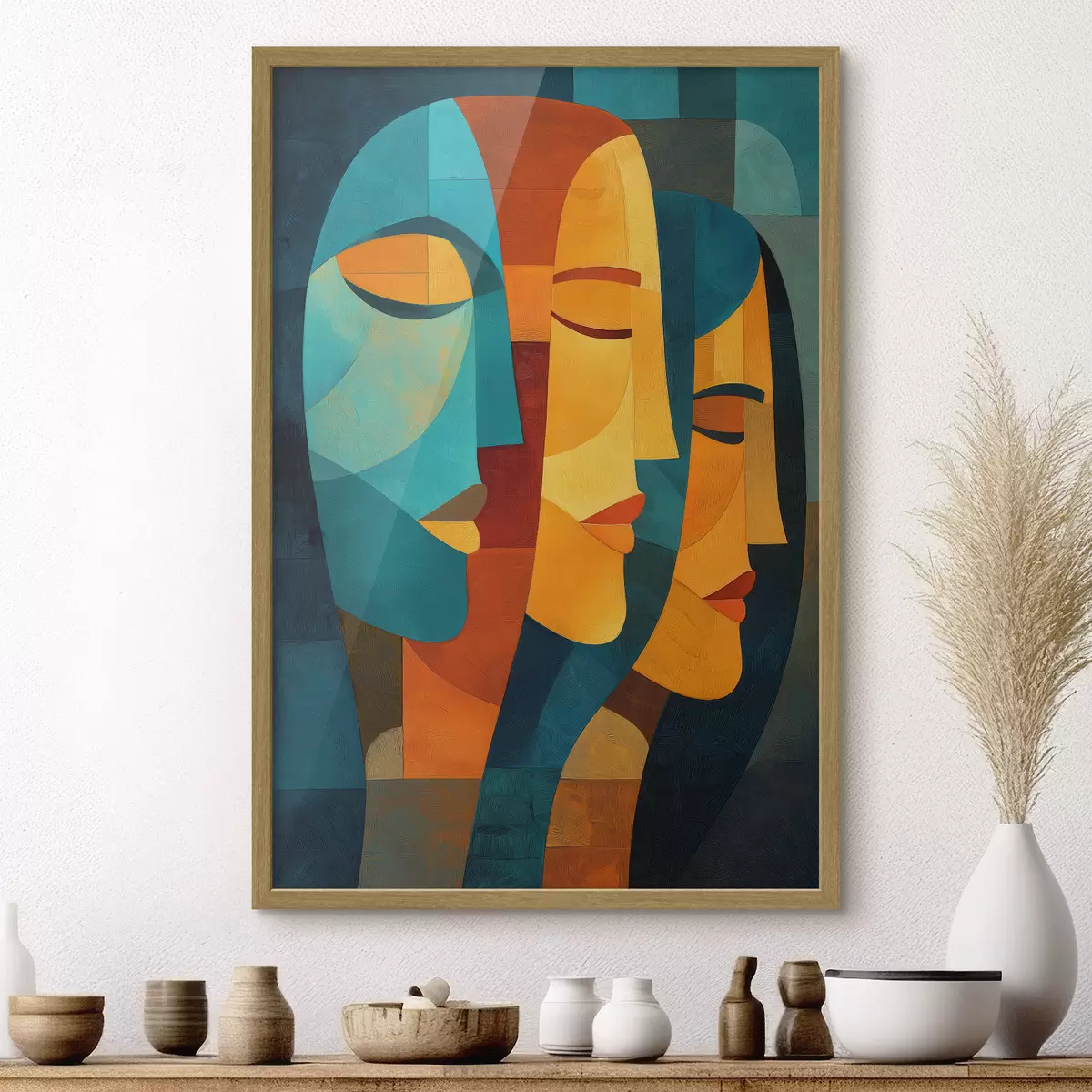 Poster Geometrische weibliche Profile f48256