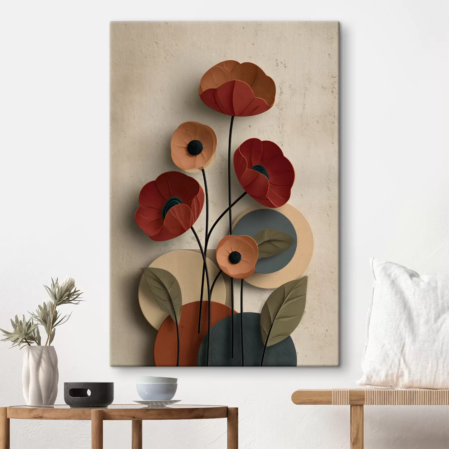 Fototapete Blumen in vereinfachtem Stil mit Volumeneffekt s48294