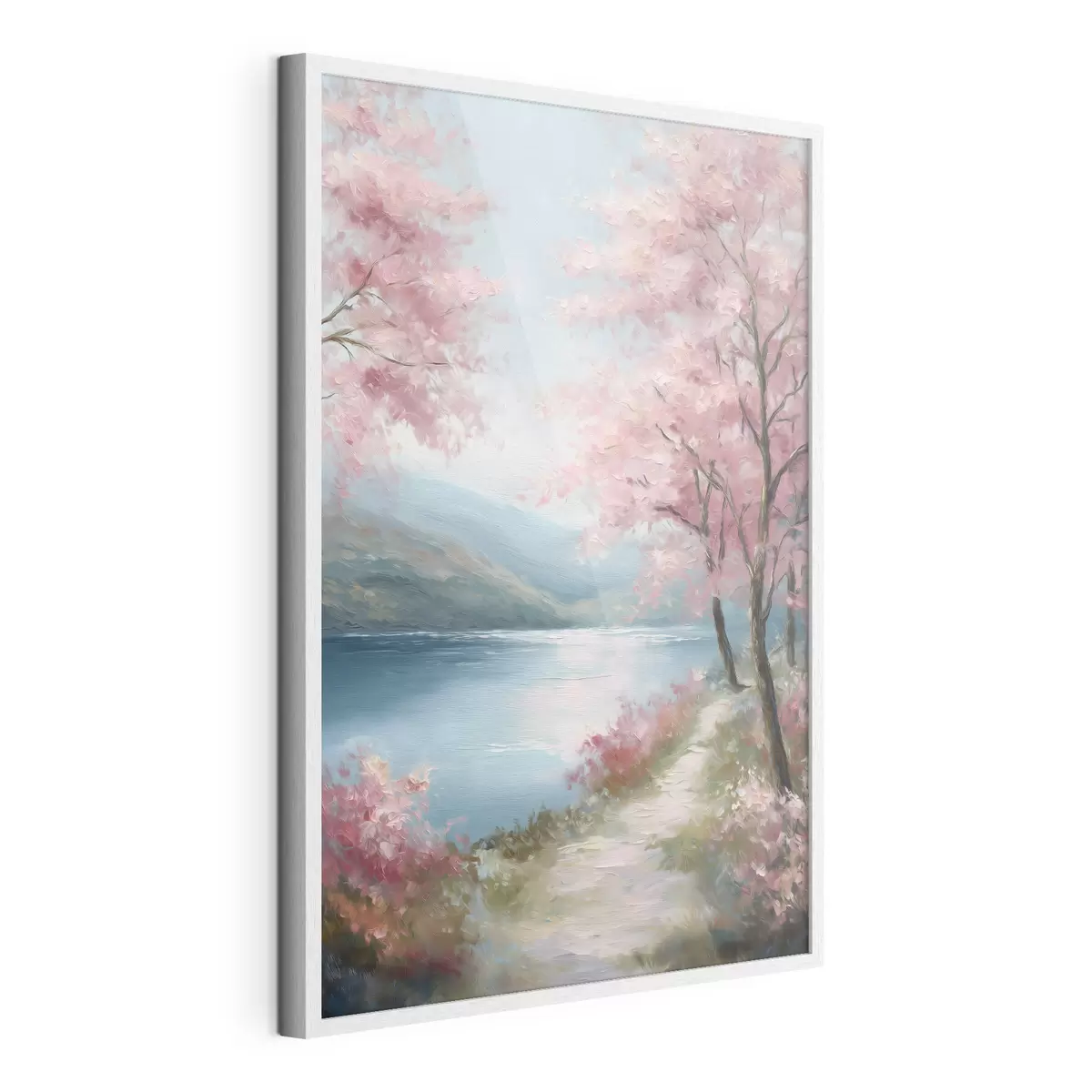 Poster Landschaft mit rosa Bäumen im Ölstil f48289