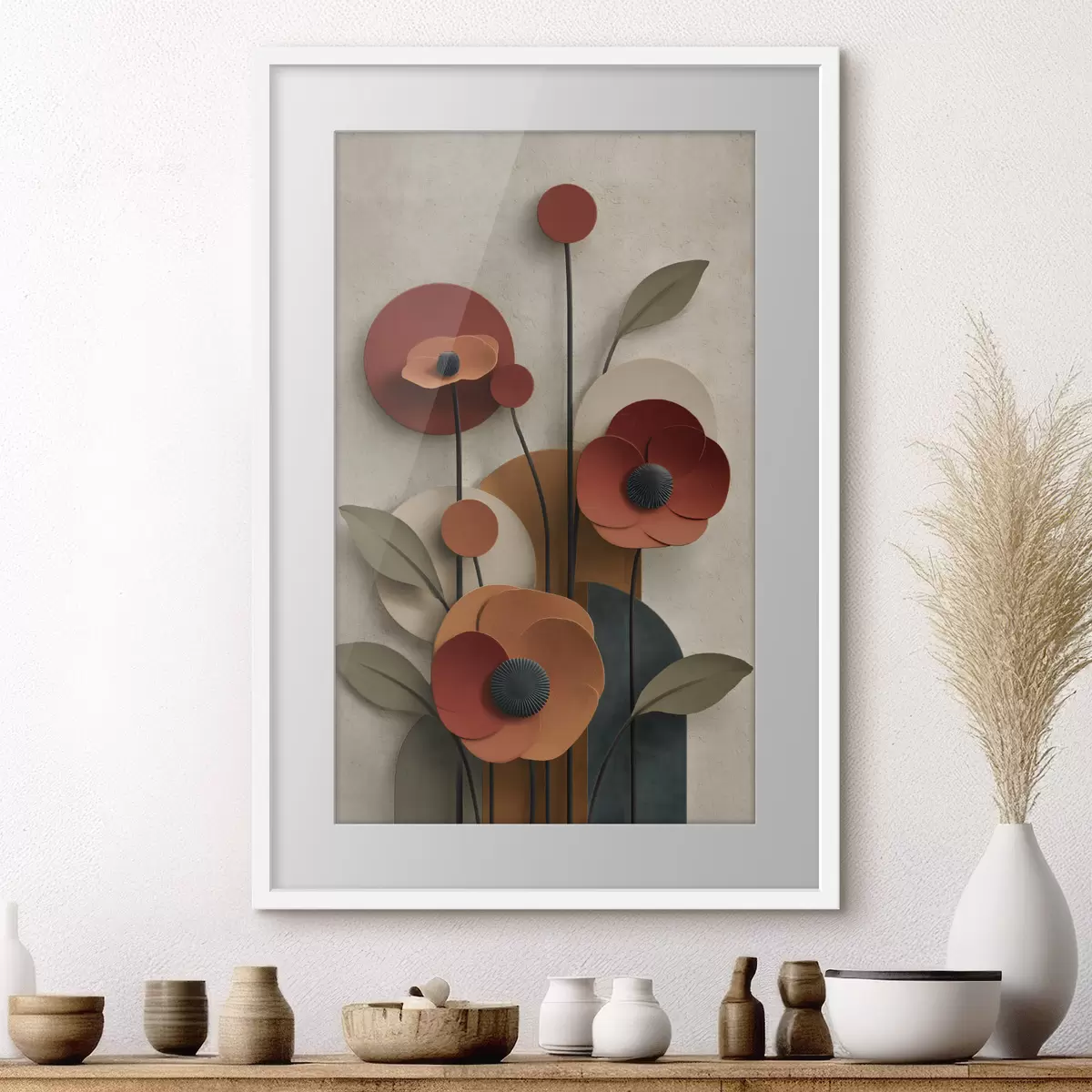 Poster Blumen in vereinfachtem Stil mit Volumeneffekt f48293