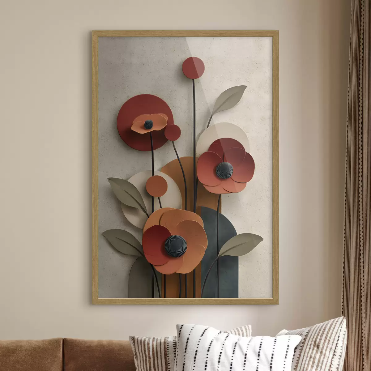 Poster Blumen in vereinfachtem Stil mit Volumeneffekt f48293