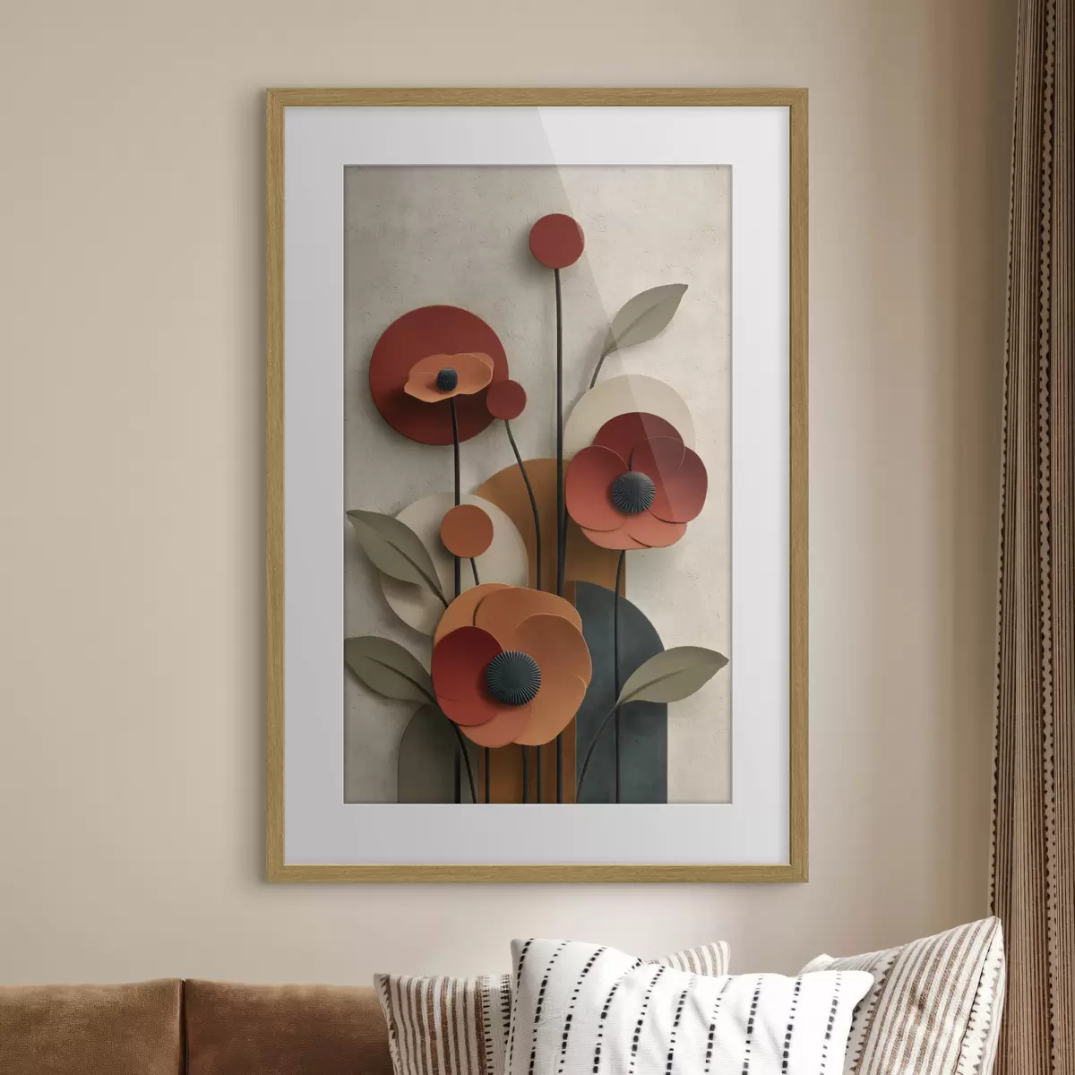Poster Blumen in vereinfachtem Stil mit Volumeneffekt f48293