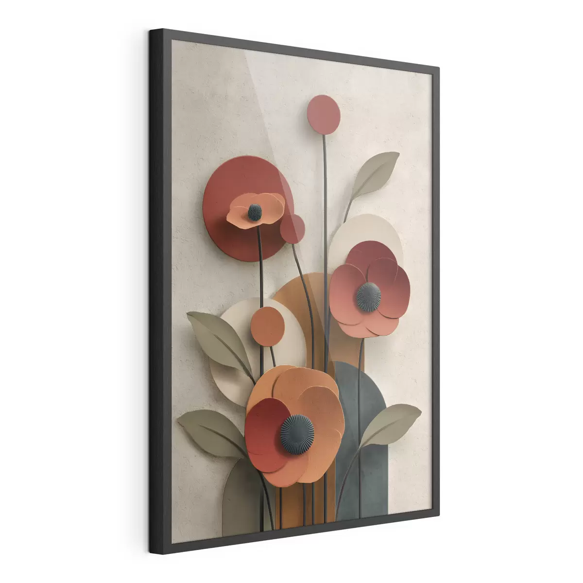 Poster Blumen in vereinfachtem Stil mit Volumeneffekt f48293