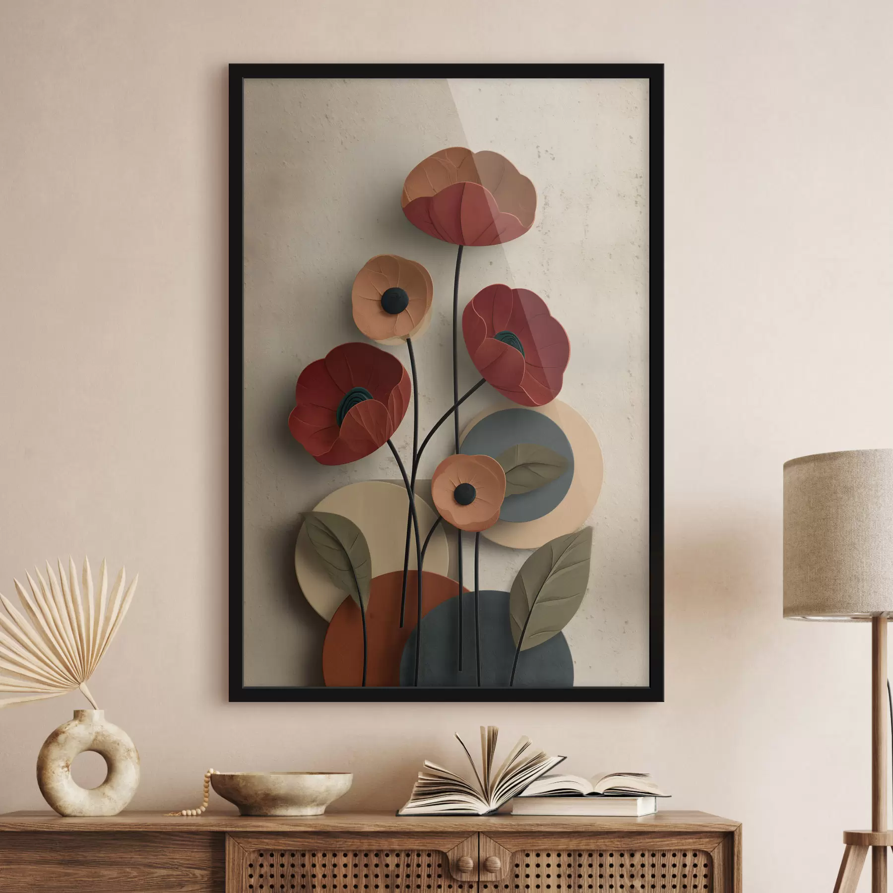Fototapete Blumen in vereinfachtem Stil mit Volumeneffekt f48294