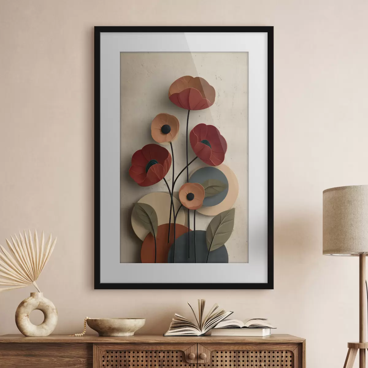 Poster Blumen in vereinfachtem Stil mit Volumeneffekt f48294