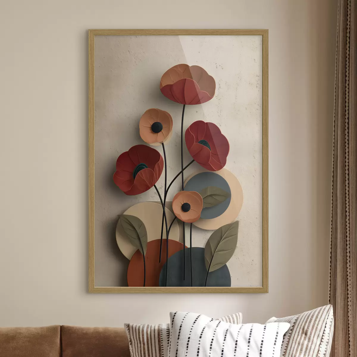 Poster Blumen in vereinfachtem Stil mit Volumeneffekt f48294