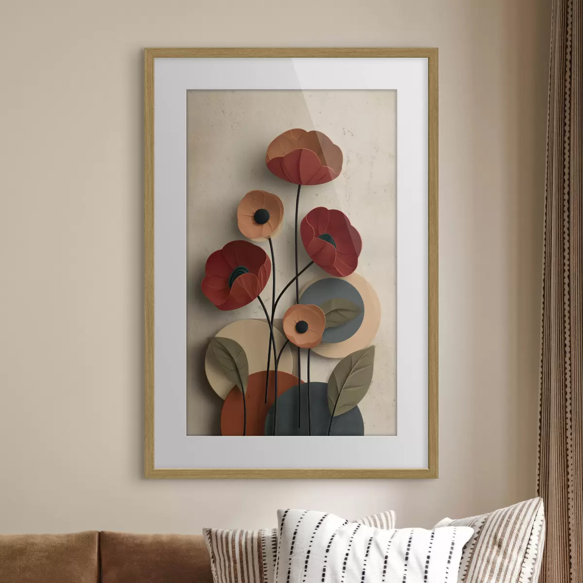 Poster Blumen in vereinfachtem Stil mit Volumeneffekt f48294