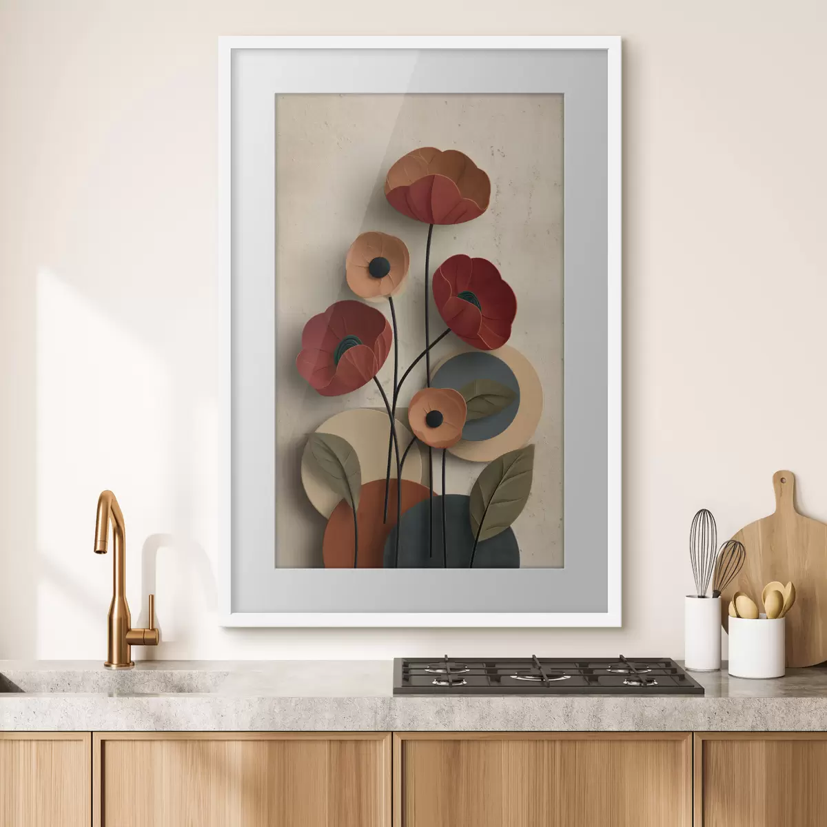Poster Blumen in vereinfachtem Stil mit Volumeneffekt f48294