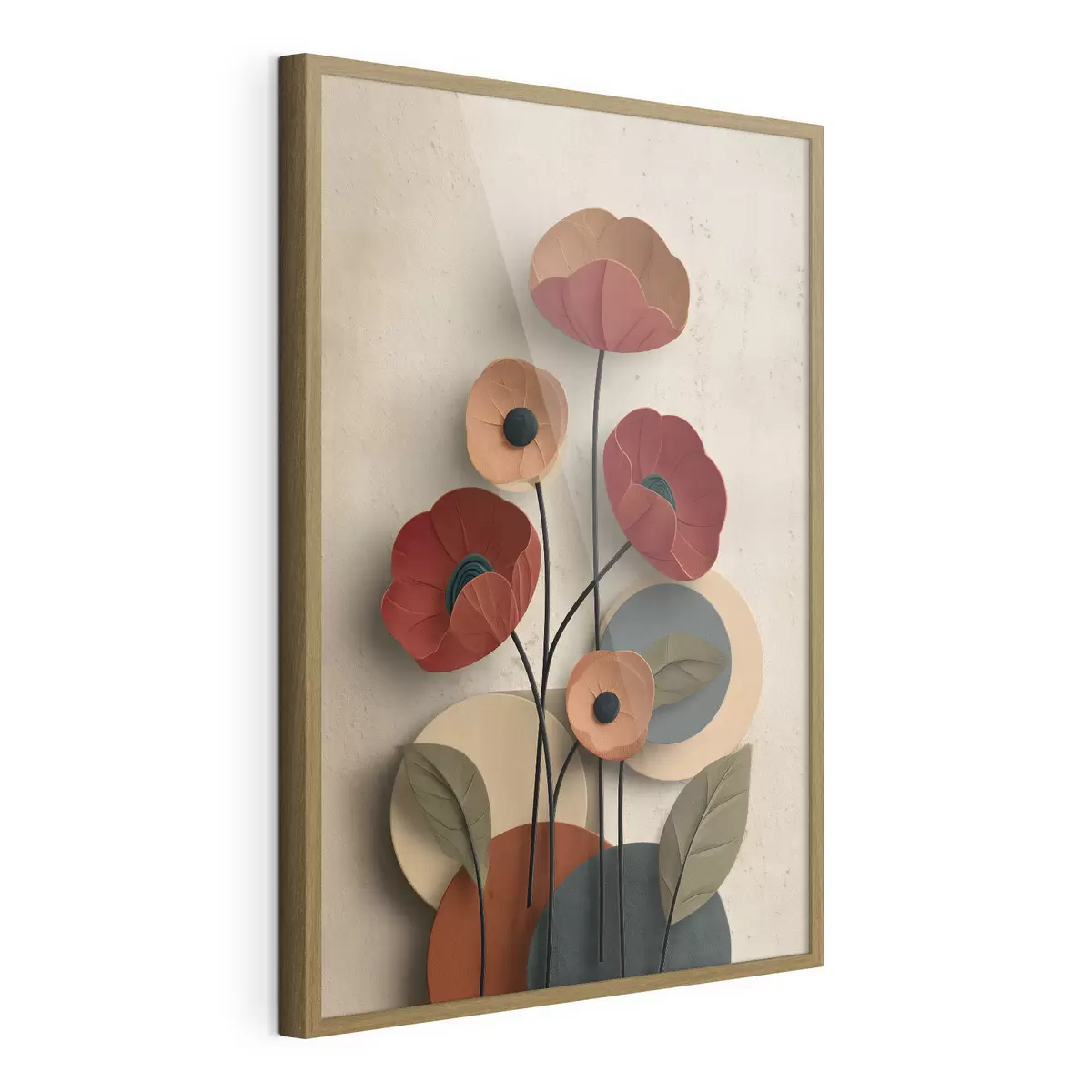 Poster Blumen in vereinfachtem Stil mit Volumeneffekt f48294