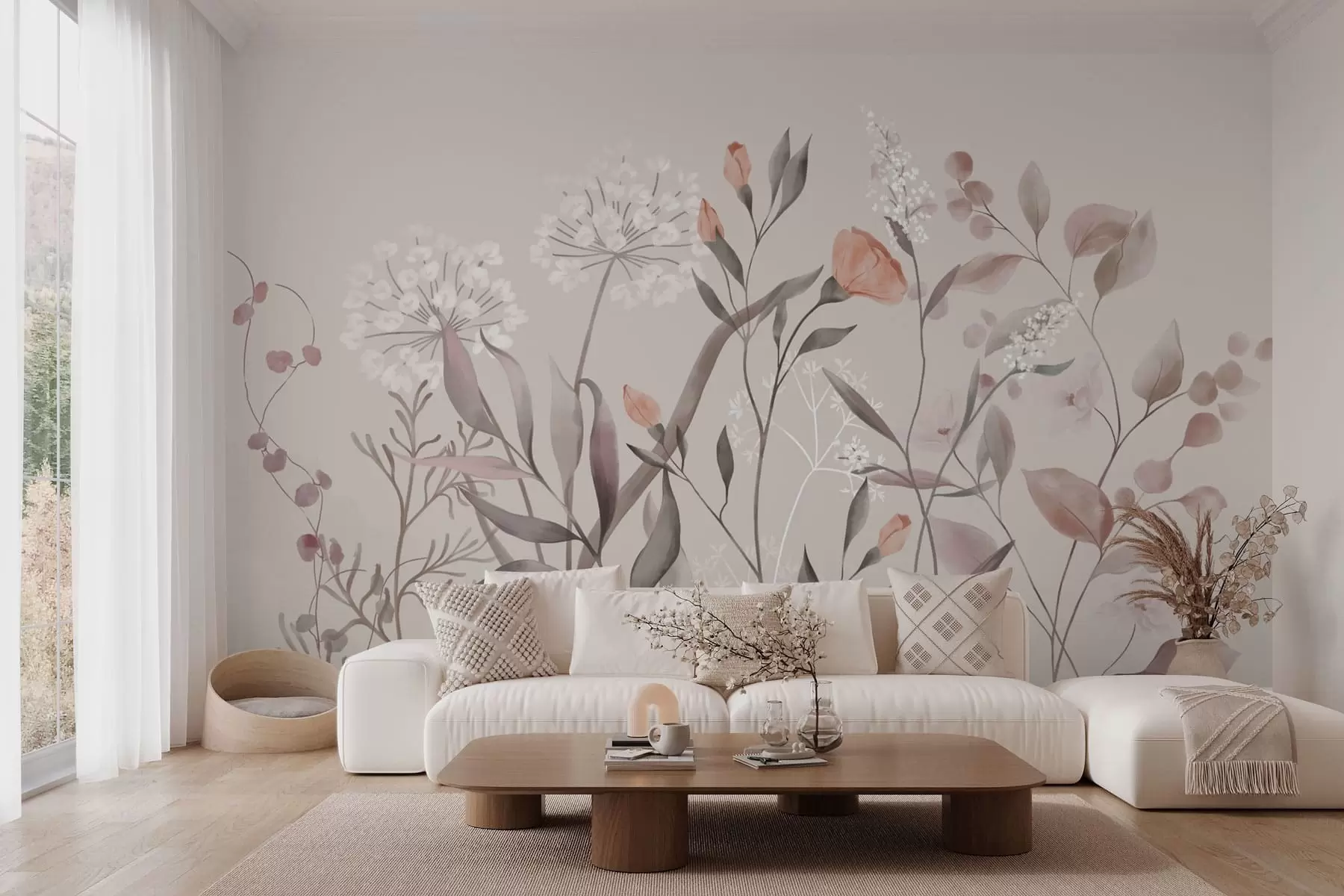 Fototapete Luftige Wildpflanzen in Pastelltönen w05154