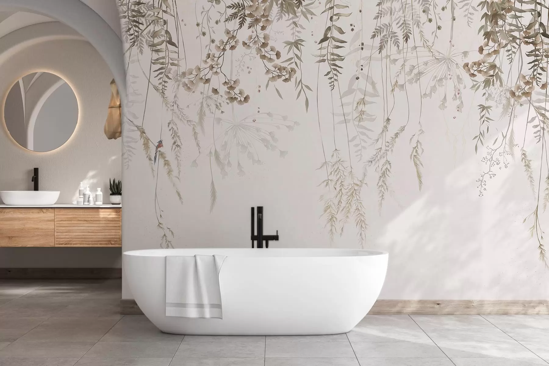 Fototapete Wilde Pflanzen vor einem hellen Hintergrund aufhängen w05320