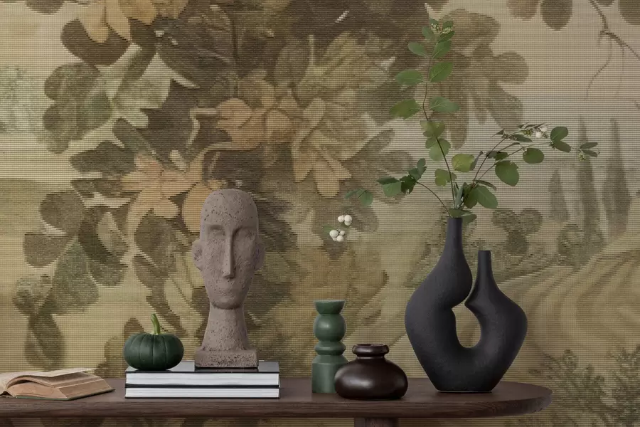 Fototapete Pastorale Landschaft im Stickstil w05359