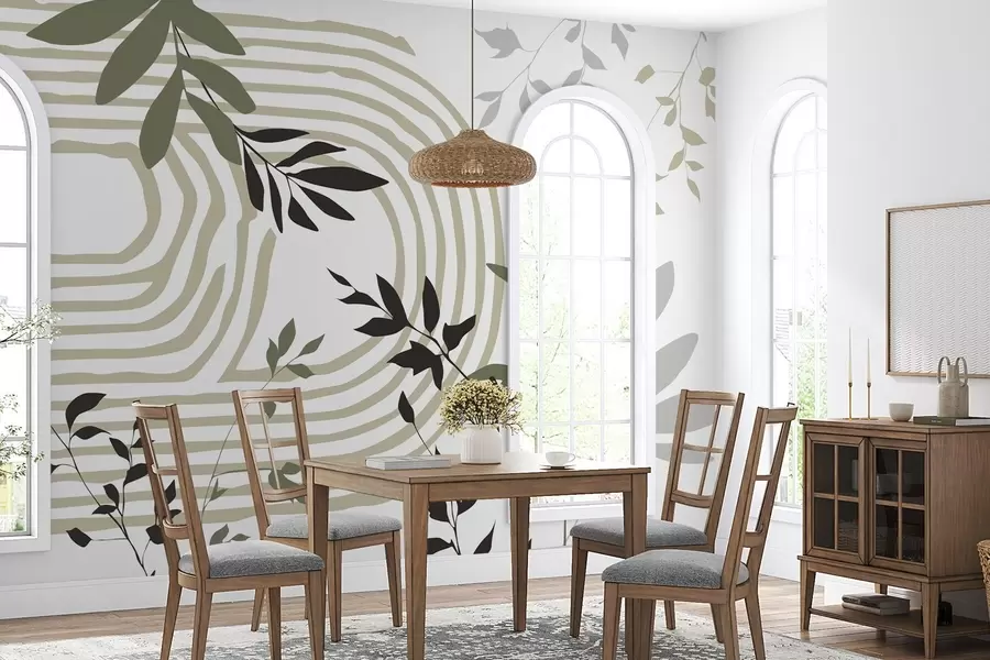 Fototapete Abstrakte Pflanzensilhouetten und Linien w05374v1