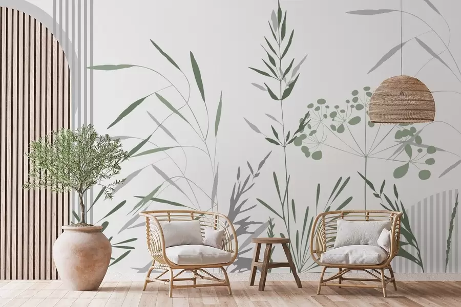 Fototapete Abstrakte Silhouetten von Vegetation w05375